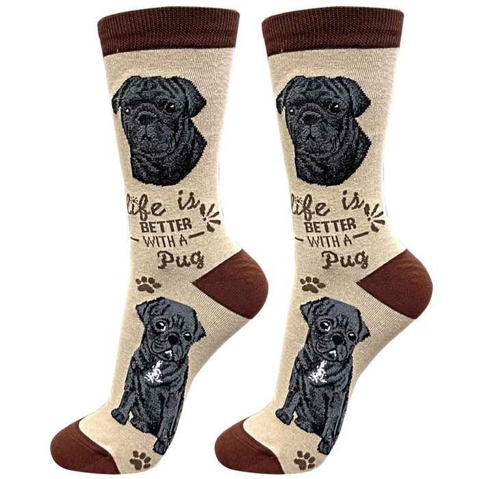 "Life Is Better With A Black Pug Unisex Socks - Life Is Better With A Black Pug Unisex Socks"