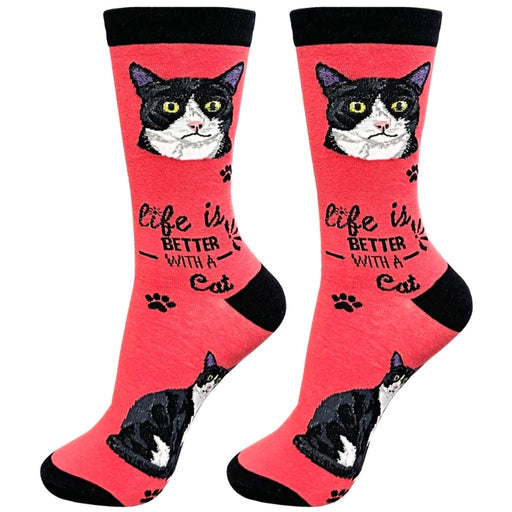 "Life Is Better With A Black & White Cat Unisex Socks - Life Is Better With A Black & White Cat Unisex Socks"
