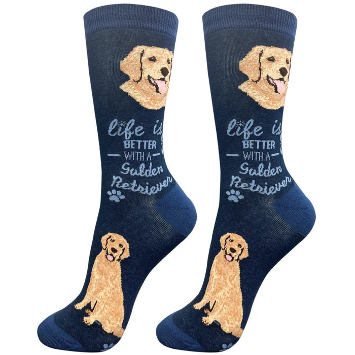 "Life Is Better With A Golden Retriever Unisex Socks - Dark Blue - Life Is Better With A Golden Retriever Unisex Socks - Dark Blue"