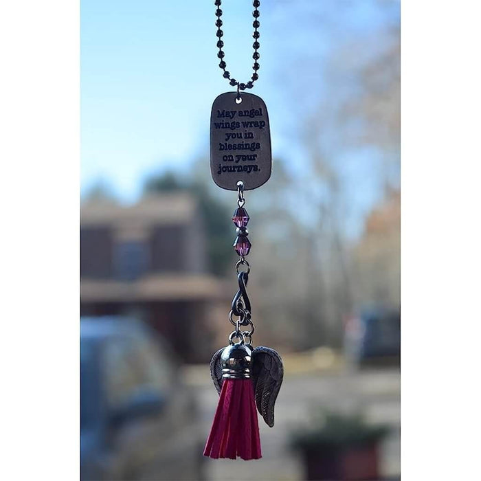 "Cathedral Art : Angel Wings Pink Tassel Angel Car Charm With Beads - Cathedral Art : Angel Wings Pink Tassel Angel Car Charm With Beads"