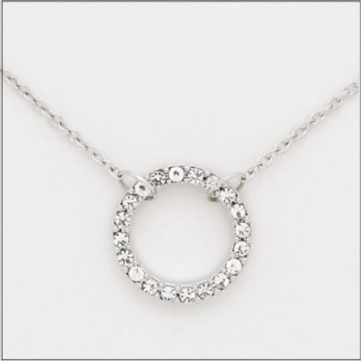 "Center Court : Silver CZ Decorative Circle Layers Necklace - Center Court : Silver CZ Decorative Circle Layers Necklace"