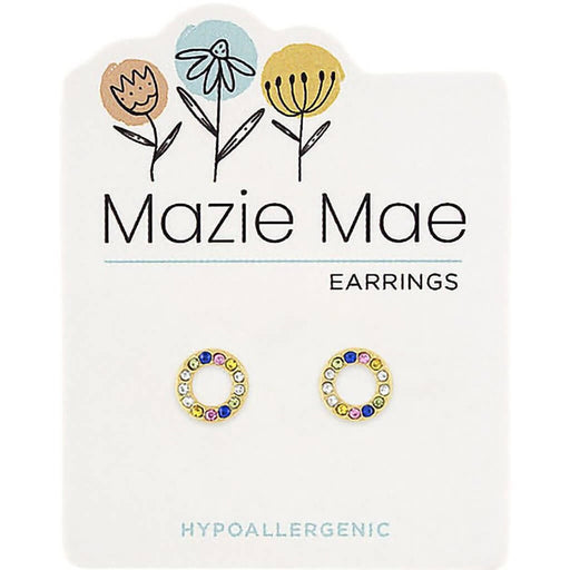 "Center Court : Gold Rainbow Open Circle Stud Mazie Mae Earrings - Center Court : Gold Rainbow Open Circle Stud Mazie Mae Earrings"