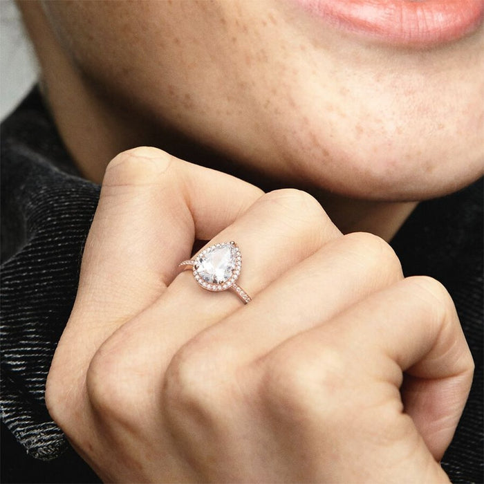 "PANDORA : Sparkling Teardrop Halo Ring - PANDORA : Sparkling Teardrop Halo Ring"