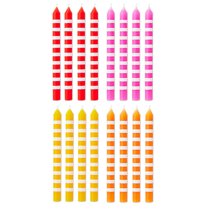 "Hallmark : Warm Hues Striped Birthday Candles, Set of 16 - Hallmark : Warm Hues Striped Birthday Candles, Set of 16"