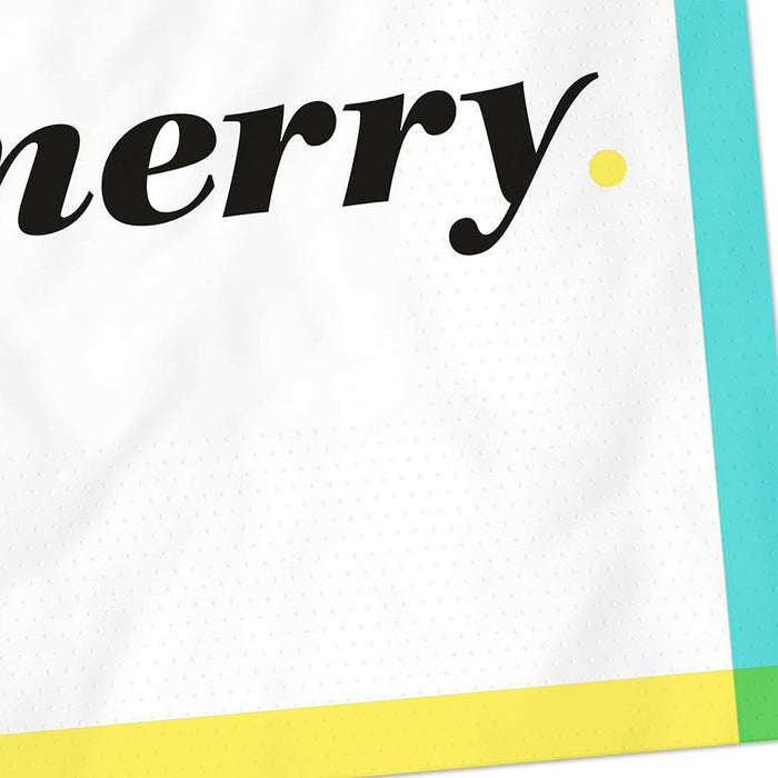 "Hallmark : Black and White \"Be Merry\" Cocktail Napkins, Set of 16 - Hallmark : Black and White \"Be Merry\" Cocktail Napkins, Set of 16"