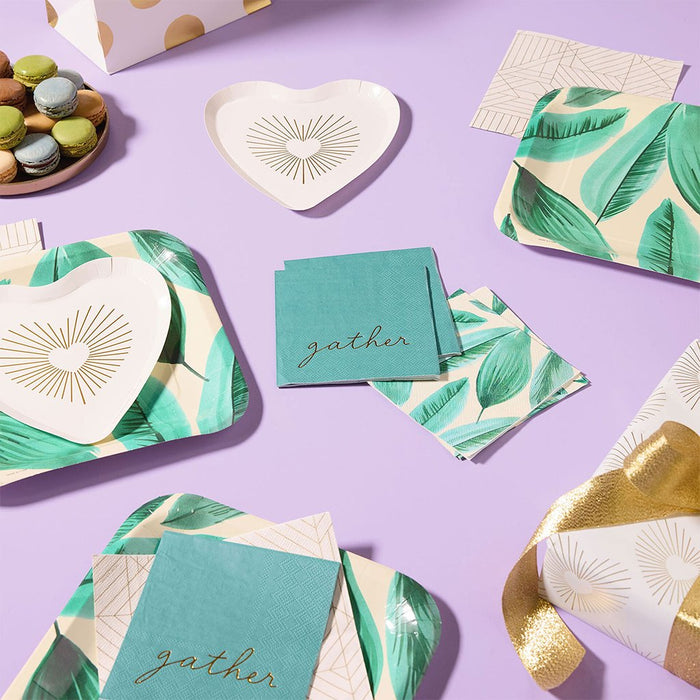 "Hallmark : Palm Leaves Print Square Dinner Plates, Set of 8 - Hallmark : Palm Leaves Print Square Dinner Plates, Set of 8"