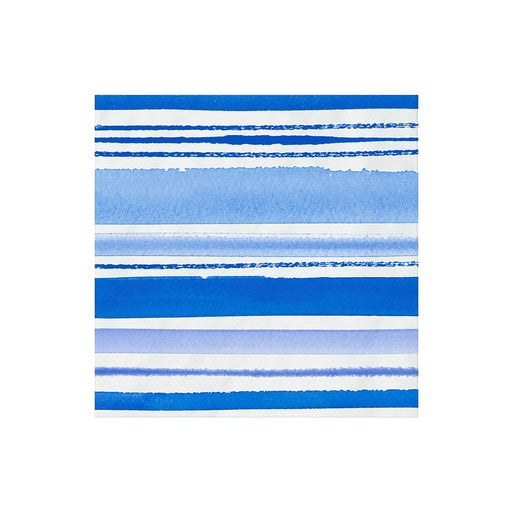 "Hallmark : Blue Watercolor Stripe Cocktail Napkins, Set of 16 - Hallmark : Blue Watercolor Stripe Cocktail Napkins, Set of 16"