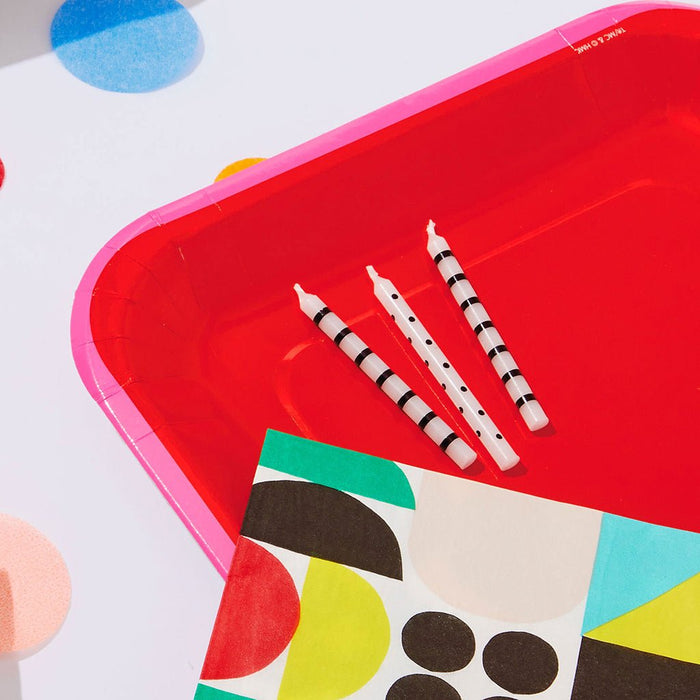 "Hallmark : Black Dots and Stripes on White Birthday Candles, Set of 16 - Hallmark : Black Dots and Stripes on White Birthday Candles, Set of 16"