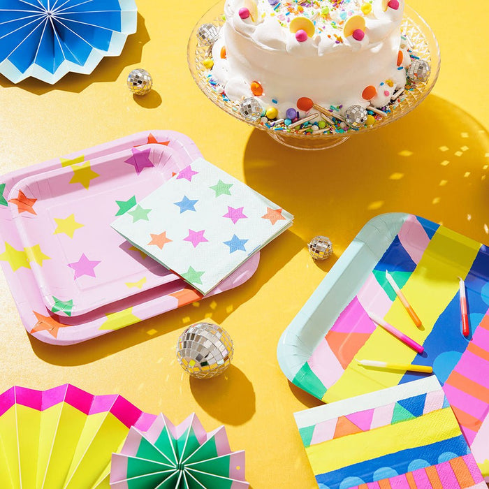 "Hallmark : Colorful Stars on Mint Cocktail Napkins, Set of 16 - Hallmark : Colorful Stars on Mint Cocktail Napkins, Set of 16"