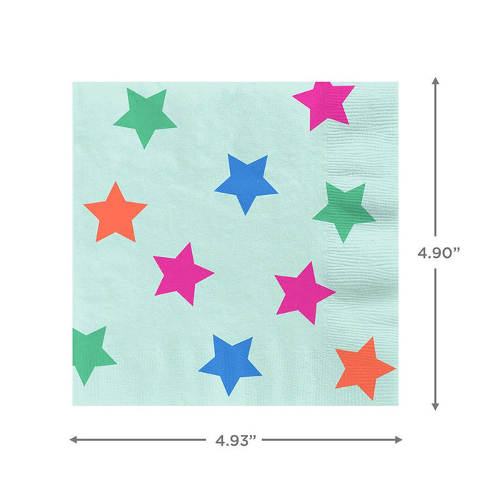 "Hallmark : Colorful Stars on Mint Cocktail Napkins, Set of 16 - Hallmark : Colorful Stars on Mint Cocktail Napkins, Set of 16"