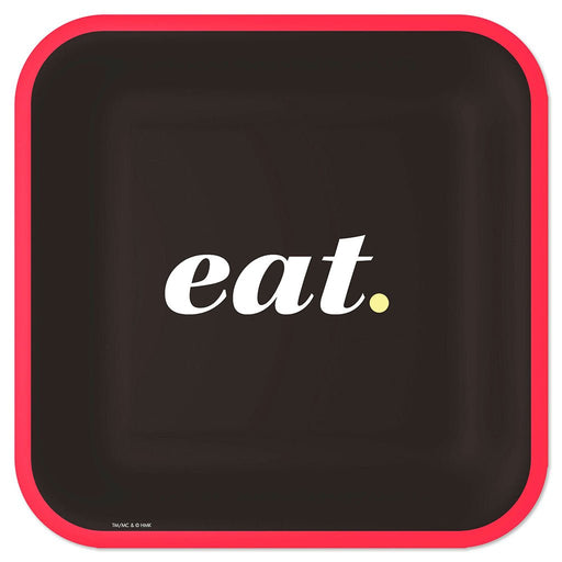 "Hallmark : Black and Red \"Eat\" Square Dinner Plates, Set of 8 - Hallmark : Black and Red \"Eat\" Square Dinner Plates, Set of 8"
