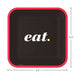 "Hallmark : Black and Red \"Eat\" Square Dinner Plates, Set of 8 - Hallmark : Black and Red \"Eat\" Square Dinner Plates, Set of 8"