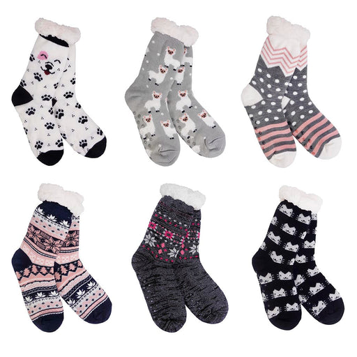 Set of six pairs of patterned socks on a white background includes one at random 