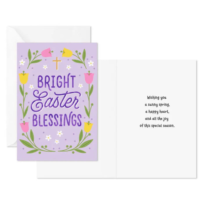 Easter greeting card with floral design and text on a white background