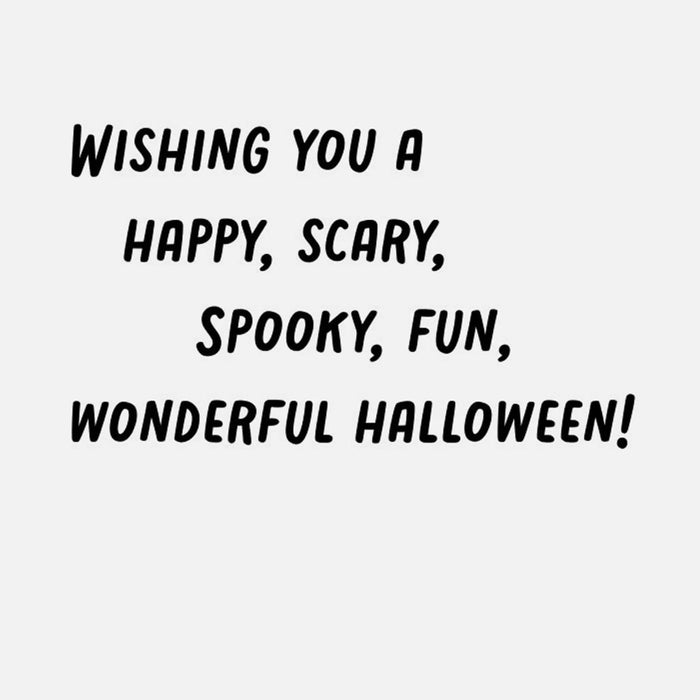 Close-up of Hallmark Halloween card featuring colorful jack-o'-lantern illustrations with raised details
