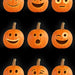 Close-up of Hallmark Halloween card featuring colorful jack-o'-lantern illustrations with raised details