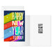 Colorful New Year greeting cards with festive shadow lettering, pack of 6
