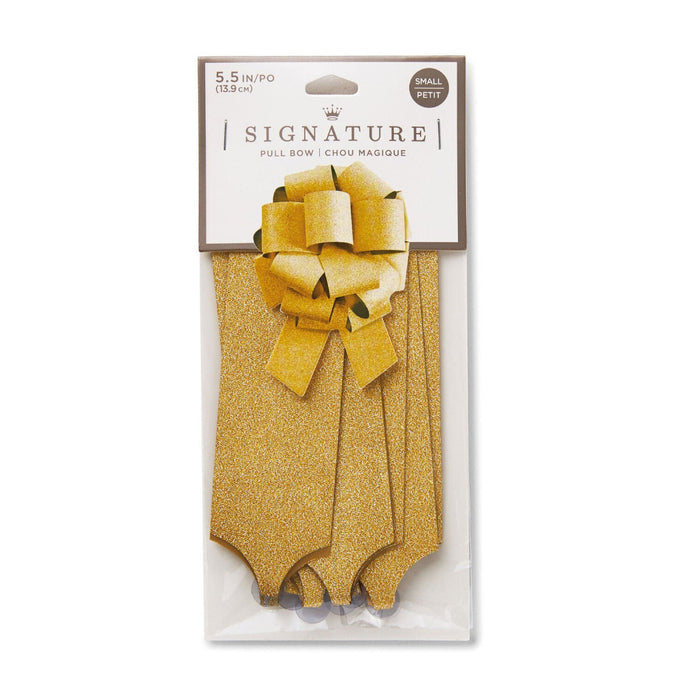 Hallmark : 5.5" Glittery Gold Pull-String Gift Bow