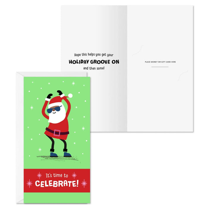 Hallmark Get Your Holiday Groove On Money Holder Christmas Cards pack of 6 featuring a playful festive design