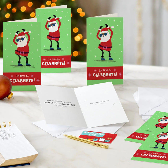 Hallmark Get Your Holiday Groove On Money Holder Christmas Cards pack of 6 featuring a playful festive design