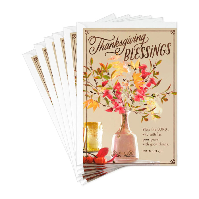 Hallmark DaySpring religious Thanksgiving cards with fall bouquet