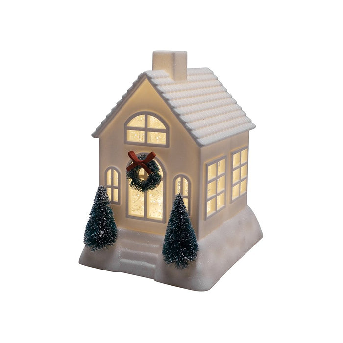 7" Ivory Christmas Village Glitter House - Assorted 1 at random - 7" Ivory Christmas Village Glitter House - Assorted 1 at random