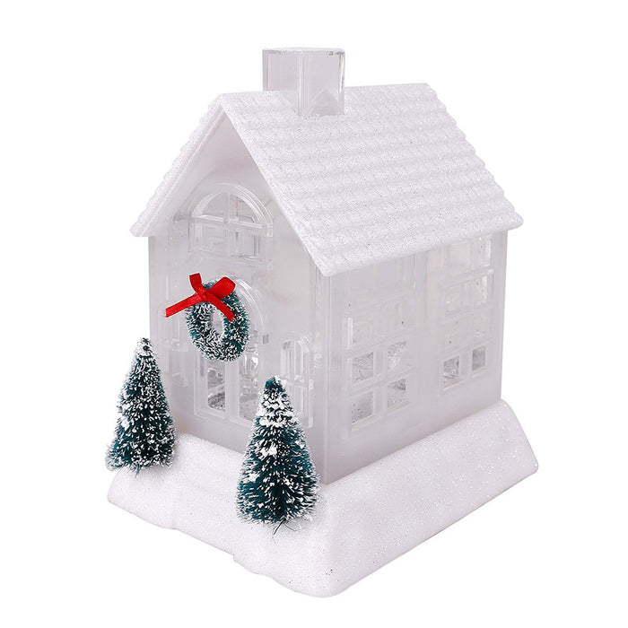 7" Ivory Christmas Village Glitter House - Assorted 1 at random - 7" Ivory Christmas Village Glitter House - Assorted 1 at random