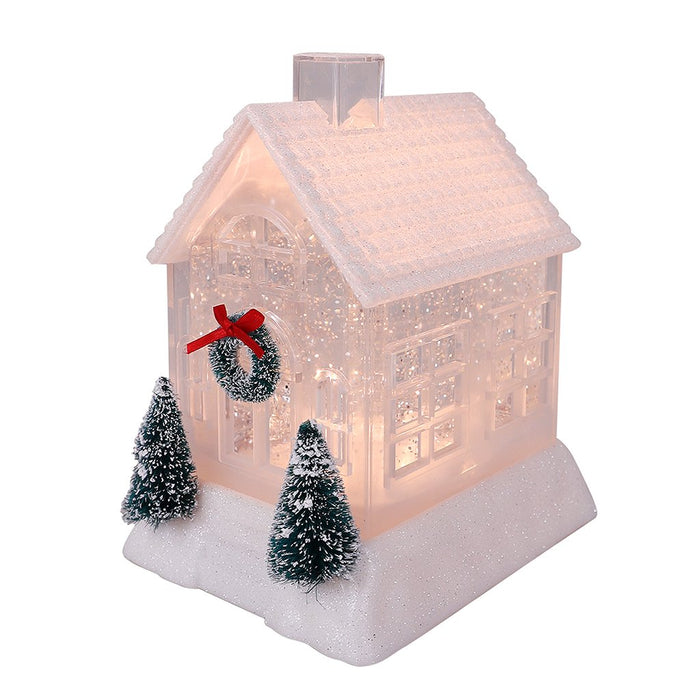 7" Ivory Christmas Village Glitter House - Assorted 1 at random - 7" Ivory Christmas Village Glitter House - Assorted 1 at random