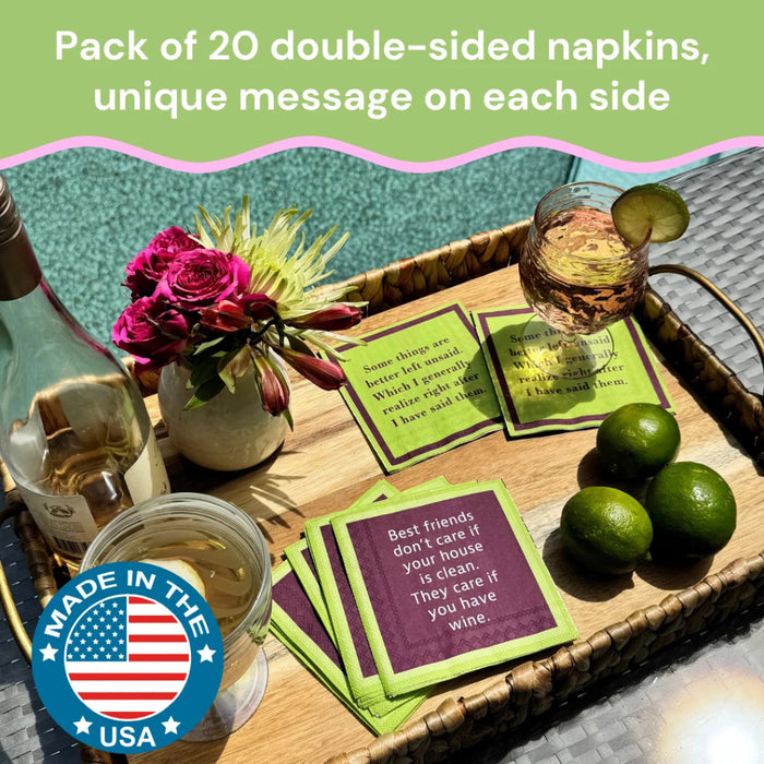 This Drinks On Me Karma Delivery Napkin features a witty karma-themed design that sparks instant conversation.