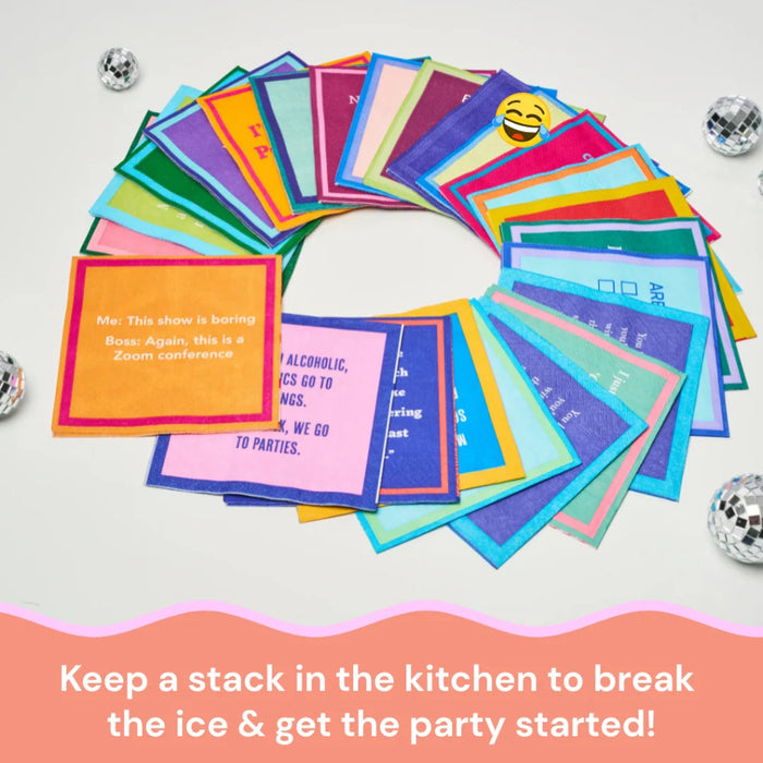 This Drinks On Me Karma Delivery Napkin features a witty karma-themed design that sparks instant conversation.
