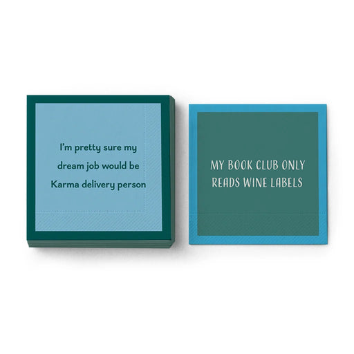 This Drinks On Me Karma Delivery Napkin features a witty karma-themed design that sparks instant conversation.