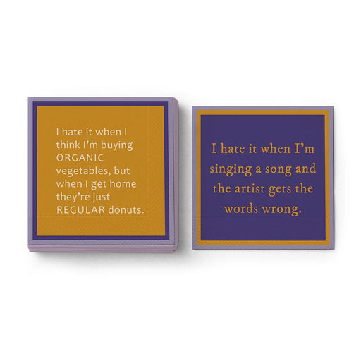 Funny “Drinks On Me: Words Wrong” cocktail napkin with playful and witty printed design