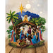 Nativity scene with Mary, Joseph, baby Jesus, and angels made from paper