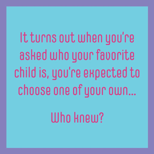 Funny “Drinks On Me: Favorite Child” drink coaster with witty family humor design