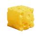 Cheese-shaped squishy toy being held with a wooden board and 'Cheese Squishy' text above.