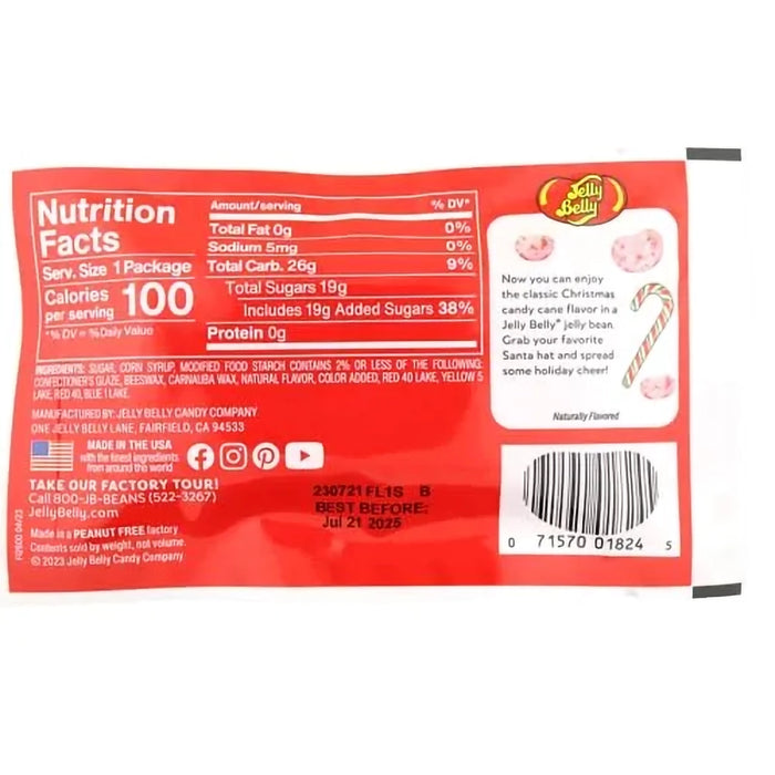 Nutrition facts label and product information on a red background