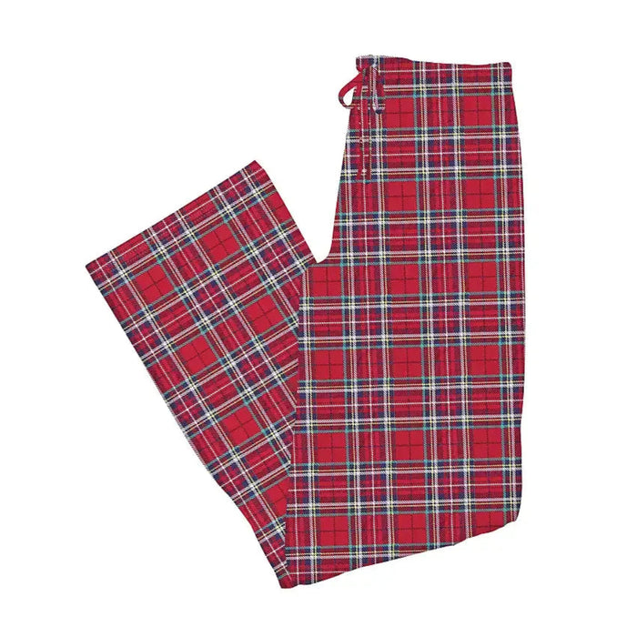 Opportunities Ruby Red Plaid Mirabeau Lounge Pants featuring a classic plaid pattern in festive ruby red.