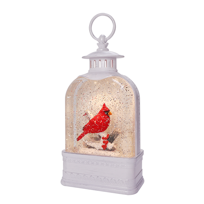 10.75"W Cardinal Snowfall Dome Sub Glitter Lantern