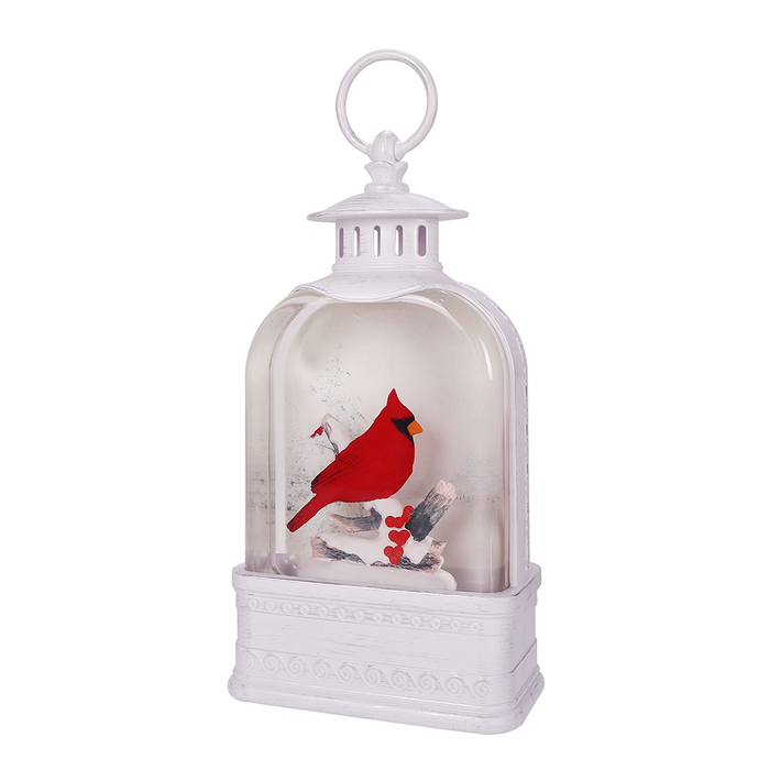 10.75"W Cardinal Snowfall Dome Sub Glitter Lantern