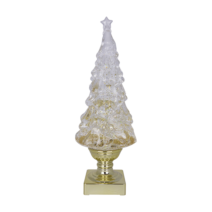 14" LED Gold Blowing Glitter Tree