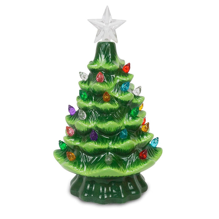 7.5" Green Ceramic Light Up Christmas Tree - 7.5" Green Ceramic Light Up Christmas Tree