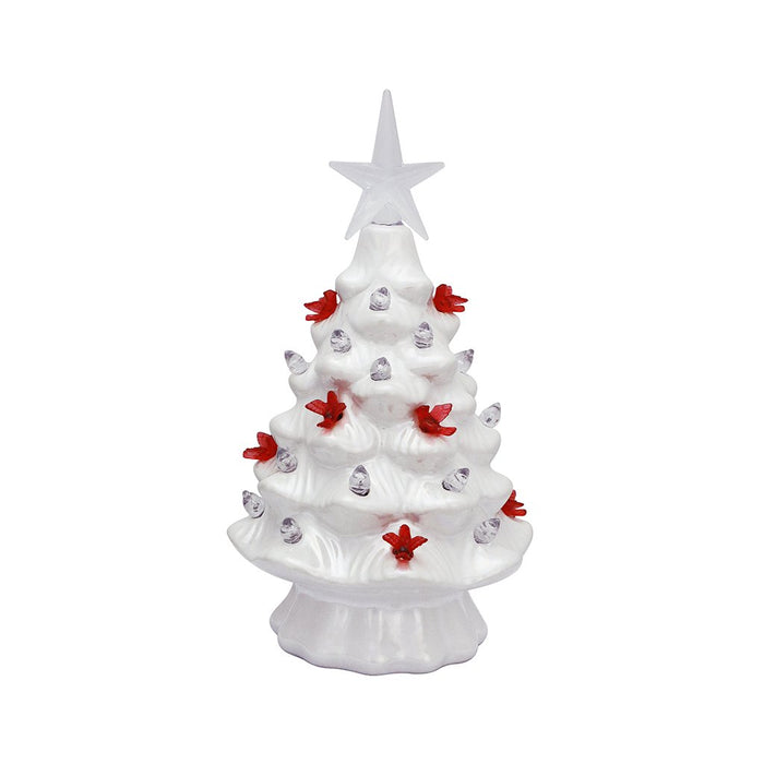 7.5" Iridescent White Cardinal LED Tree - 7.5" Iridescent White Cardinal LED Tree