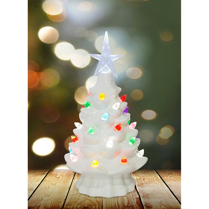 7.5" White Ceramic Light Up Christmas Tree - 7.5" White Ceramic Light Up Christmas Tree