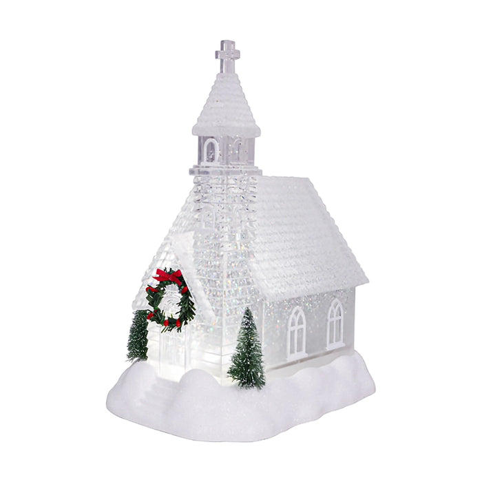 10 " Glitter Lantern Chapel with greenery 