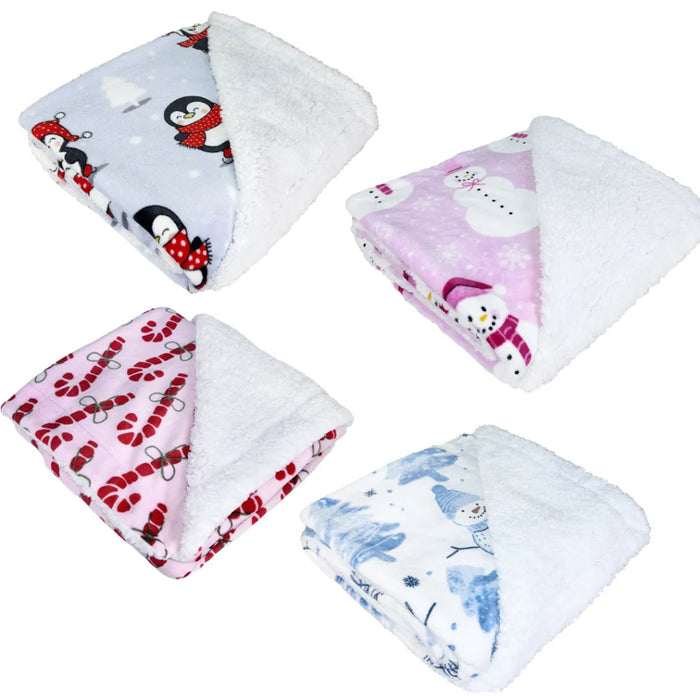 Opportunities :  Assorted Sherpa Blankets - Frosted Wishes- Special Value