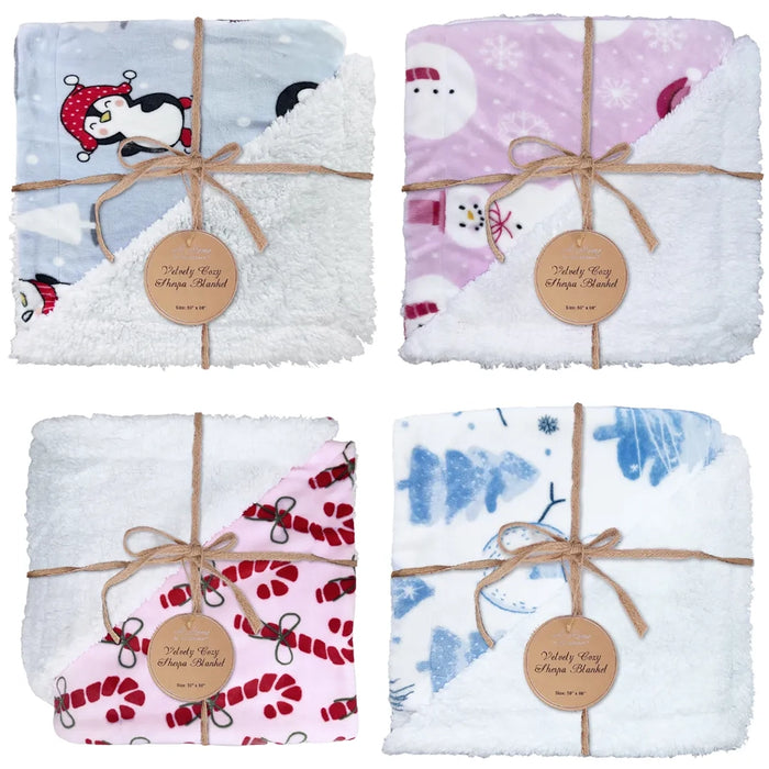 Opportunities :  Assorted Sherpa Blankets - Frosted Wishes- Special Value