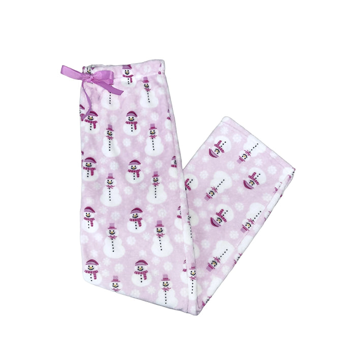 Opportunities : Velvety Fleece PJ Bottoms Rosy- Christmas Snowman