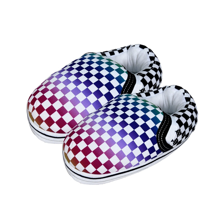 Opportunities : Multi-Color Checkered Oversized Sneaker Slippers