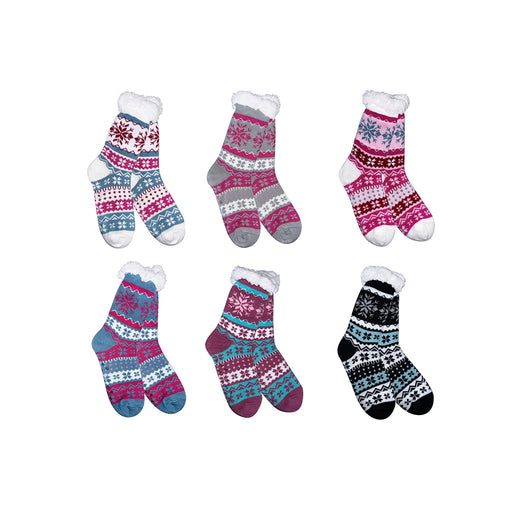 Set of six pairs of patterned socks on a white background includes on at random 