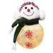 Decorative snowman with a light-up ball featuring snowflake designs on a white background